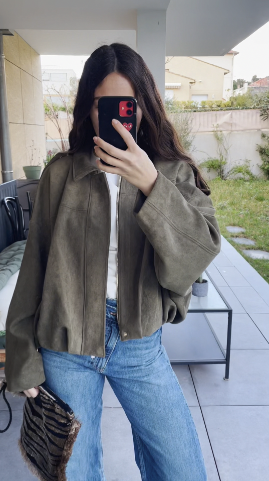 GIACCA BOMBER IN FINTA SUEDE