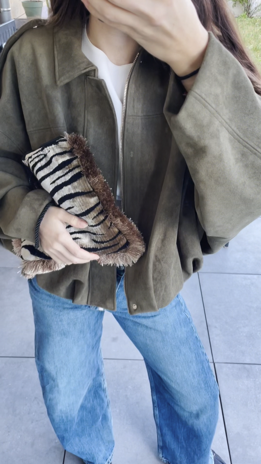 GIACCA BOMBER IN FINTA SUEDE