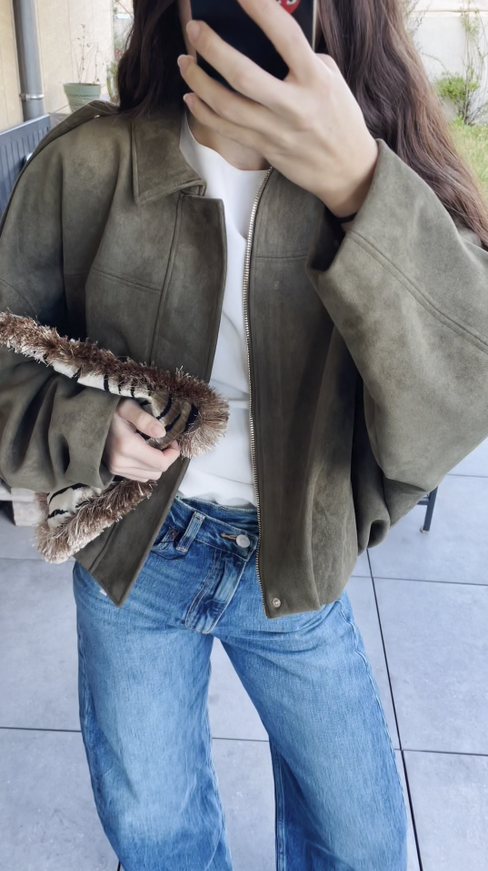 GIACCA BOMBER IN FINTA SUEDE